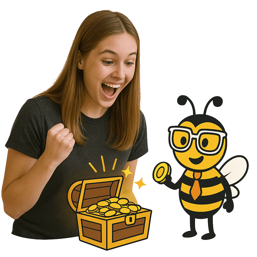Girl earning coins for learning