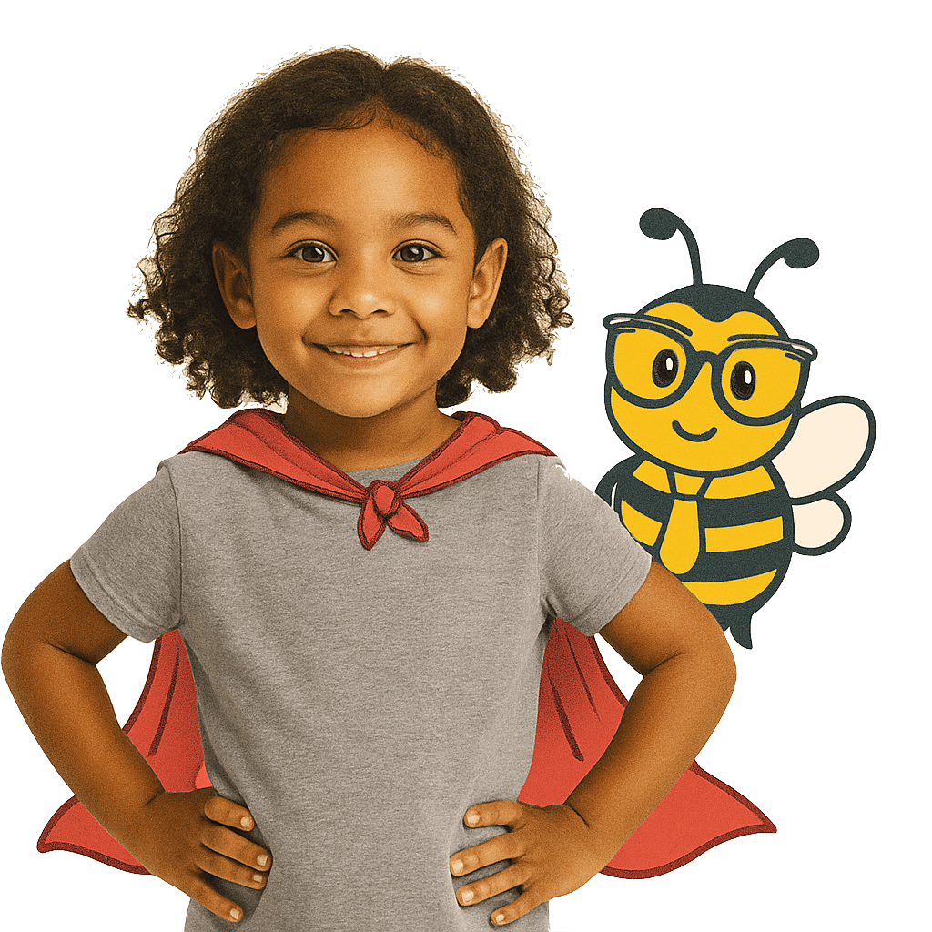 Boy with bee sidekick placeholder