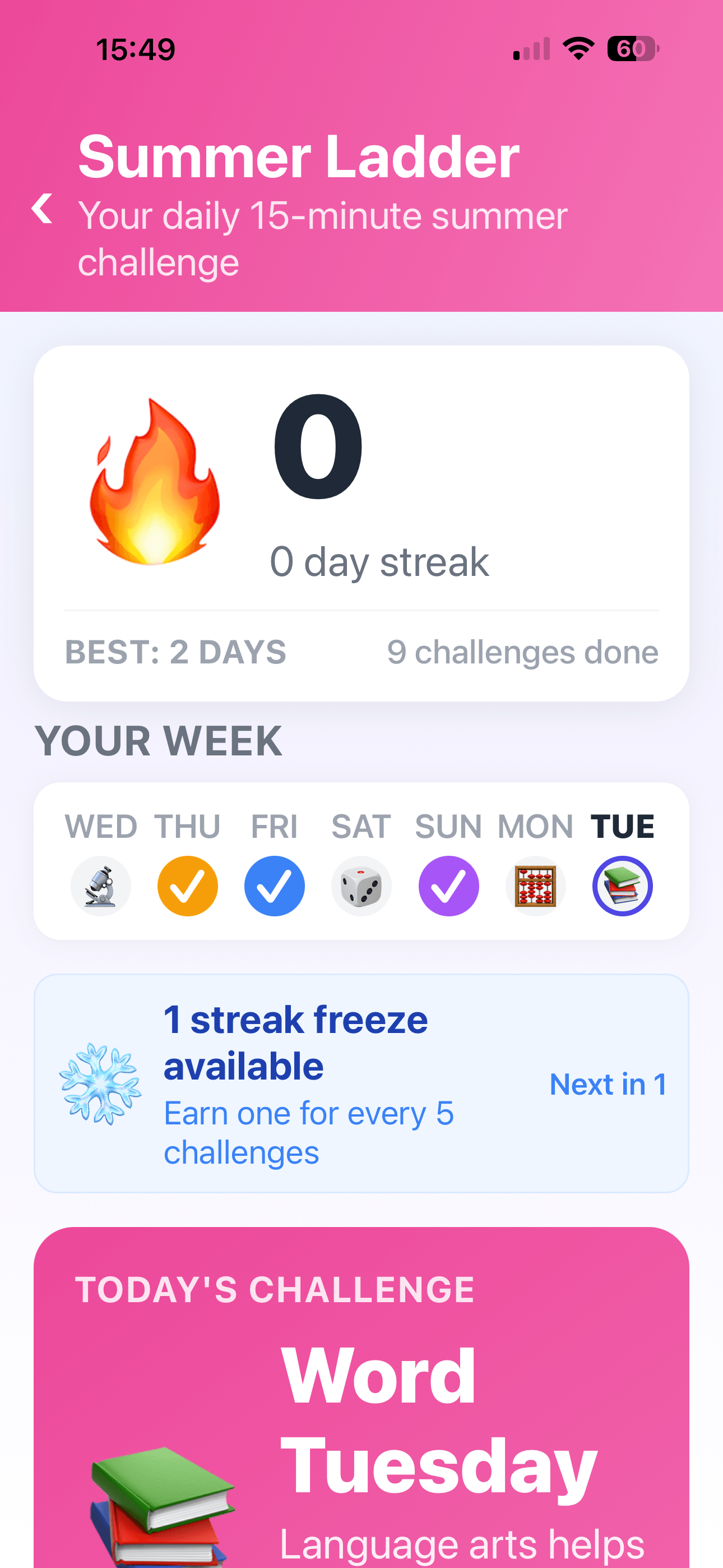 Daily Ladder screen